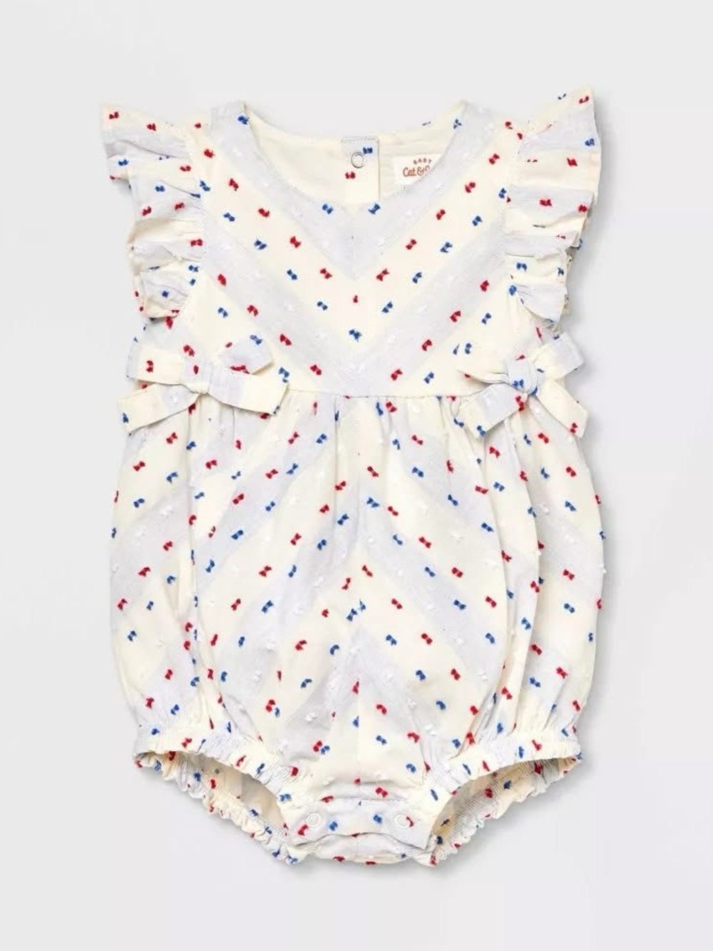 Infant Baby Cat & Jack Romper NWT Red White Blue Stars and Striped Patriotic NEW